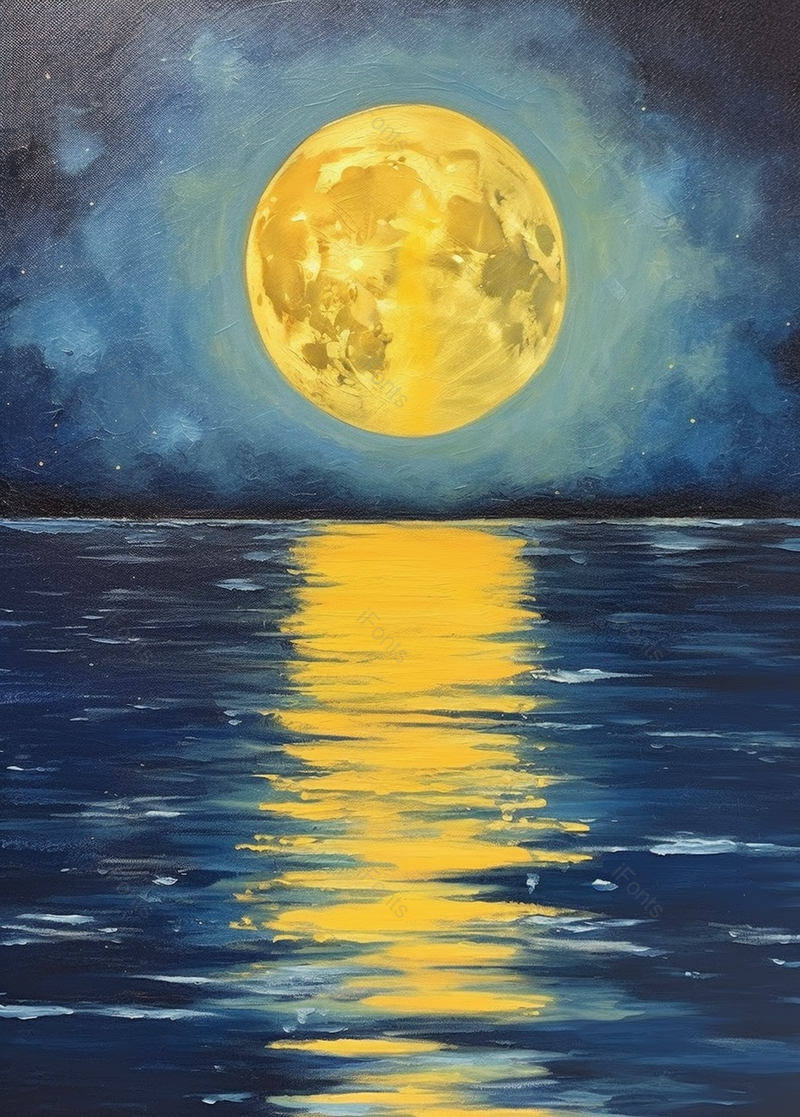 夜晚海天相衬的月光风景,插画/手绘图,插画/手绘图库,插画/手绘图下载,插画/手绘